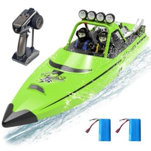 ARRIS Fast RC Jet Boat with Auto Flip & 2 Batteries, High-Speed RC Drift Boat, Weedless Shallow-Water Design, 2.4Ghz Waterproof Remote Control Boat for Adults, Hobby Grade Gifts
