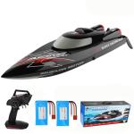 JIKEFUN WL916 RC Boat 2.4Ghz 55KM/H Brushless High Speed Racing Ship 2200mAh Remote Control Speedboat Toys for Adults, Black with 2 Batteries