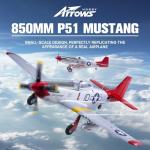 Arrows Rc Plane Propeller Rc Airplanes for Adults Remote Control Airplane P-51 850MM with Vector Flight Stabilization System RTF (Include Battery, Charger, Radio)