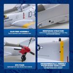 Arrows Rc Plane Propeller Rc Airplanes for Adults Remote Control Airplane P-51 850MM with Vector Flight Stabilization System RTF (Include Battery, Charger, Radio)