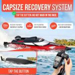 REV-UP RC Boat with Travel Bag - Fast 21 MPH RC Boats for Adults, Remote Control Boat for Pool - Self Righting Remote Control Boats for Pools and Lakes, 2.4GHz Racing Ship with LED Lights