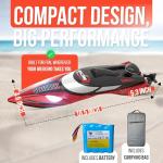 REV-UP RC Boat with Travel Bag - Fast 21 MPH RC Boats for Adults, Remote Control Boat for Pool - Self Righting Remote Control Boats for Pools and Lakes, 2.4GHz Racing Ship with LED Lights