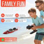 REV-UP RC Boat with Travel Bag - Fast 21 MPH RC Boats for Adults, Remote Control Boat for Pool - Self Righting Remote Control Boats for Pools and Lakes, 2.4GHz Racing Ship with LED Lights