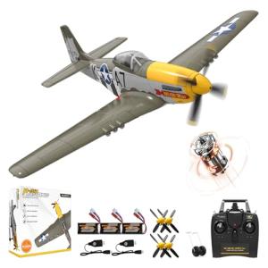 Volantexrc Brushless RC Planes for Adults, 4 Channel RTF P-51 Mustang RC Airplane Fighter, 6-Axis Gyro, 3 Flight Modes, One-Key Aerobatic, Wingspan 500mm Fuselage 396mm, Suitable for Expert Pilot