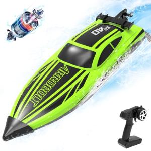 volantexrc Brushless RC Boats for Adults, 30+MPH Fast Remote Control Boat with 2 Rechargeable Batteries for Lakes, 30+ Mins Full Proportional Boats High Speed RC Boat for Adults (79705 Green)
