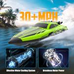 volantexrc Brushless RC Boats for Adults, 30+MPH Fast Remote Control Boat with 2 Rechargeable Batteries for Lakes, 30+ Mins Full Proportional Boats High Speed RC Boat for Adults (79705 Green)