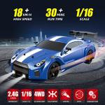 Sakeye RC Drift Car 2.4GHz 1:16 Scale 4WD High Speed Remote Control Cars Vehicle with LED Lights Two Batteries and Drifting Tires Racing Sport Toy Cars for Adults Boys Girls Kids