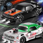 Sakeye RC Drift Car 2.4GHz 1:16 Scale 4WD High Speed Remote Control Cars Vehicle with LED Lights Two Batteries and Drifting Tires Racing Sport Toy Cars for Adults Boys Girls Kids