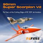 Fms RC Airplane Jet Rc Planes for Adults Rc Jet Plane EDF Jet 90mm Super Scorpion V2 Orange 6S Hobby Rc Airplanes PNP (No Radio, Battery, Charger)
