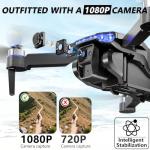 Buvnatep Foldable FPV Drone with 1080P Camera, RC Mini Drone for Kids and Adults, 2 Batteries, Carrying Case, Gesture Control, Altitude Hold, One-Key Launch/Landing, and 3D Flip Function