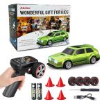 Dingdongwu 1/43 Mini RC Drift Car with Gyroscope, 4WD Full Proportional RC Car, 2.4GHZ Hobby Grade Remote Control Cars, RTR Model Vehicle, 20+KM/H High Speed for Hobbyists Kids Adults (Lime Green)