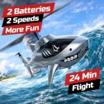 DEERC RC Helicopter for Kids, Remote Control Helicopter, Unique Design Shark Toy Helicopter with 26 Mins Flight (2 Batteries), LED Lights, Altitude Hold, Birthday Idea for Boys 8-12