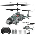 LM19-E Black Hawk RC Helicopter, 2.4GHz Remote Control Helicopter with 10 Launchable Missiles, LED Light, Altitude Hold, One-Key Take Off, Indoor Friendly, Army Toys for Birthday(2 Batteries)