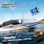 DEERC Fast Brushless RC Boat, 30+ mph 3S Remote Control Racing Boats with Metal Servo & LED Light, 2.4Ghz Speed Boat for Adults, Summer Pool Toy Gift