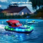 SYMA RC Boats 2 Pack for Kids 8-12, Remote Control Racing Boat Set for Pool with LED Lights, 40 Mins Playtime (2 Batteries) & One-Key Water Spray, Summer Gifts Toys for Boys and Girls