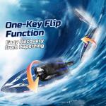 RC Boats for Adults, Remote Control Boat for Pools and Lakes, WeFone WF17 25+ KMH Fast RC Speed Boat with 7 LED Lights Modes for Kids 8-12, Summer Toys for Boys Girls, 2 Batteries for 30-40 Mins, Blue