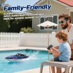 RC Boats for Adults, Remote Control Boat for Pools and Lakes, WeFone WF17 25+ KMH Fast RC Speed Boat with 7 LED Lights Modes for Kids 8-12, Summer Toys for Boys Girls, 2 Batteries for 30-40 Mins, Blue