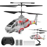 LMRC RC Helicopter with 10 Missiles, LM19-F 2.4GHz Remote Control Helicopter for Beginners and Adults, LED Lights, Altitude Hold, One-Key Take Off, Gifts for Military Fans (2 Batteries)