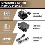 JETWOOD 1/14 50mph Electric Brushless RC Car for Adults, JC14EP V3 All Terrain Super Fast Remote Control Car, Offroad RTR Hobby RC Trucks, Waterproof 3S High Speed, Metal Gear Servo (Upgraded Version)