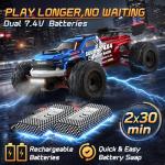 Scientoy 1/16 RC Cars 45 KPH, 4WD All Terrain High Speed Remote Control Car, Offroad RC Truck with 2 Rechargeable Batteries, 60 Mins Runtime, 2.4GHz Fast RC Cars for Adults, Kids and Boys Gifts