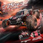 DEERC 1/14 Fast Brushless RC Car for Adults, Max 46+ mph Off-Road Truck, 4WD Waterproof RC, High Speed Remote Control Car, 2 * 3S Lipo, All Terrain RC Truggy for Snow, Sand & Mud