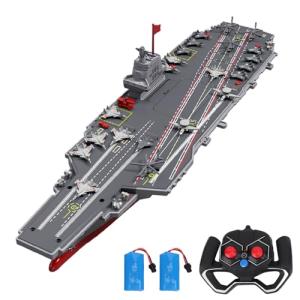 Hylukon RC Boats, 2.4G Remote Control Warship Battleship Aircraft Carrier for Adults and Teens, 20KMH High Speed Remote Control Militaryship DIY Battleship for Pool & Lake (2 Batteries)
