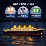 Liberty Imports 1/325 Scale RC Titanic Boat 32 Inch Remote Control Grand Cruise Ship with LED Lights, 2.4GHz RTR Electric RC Boat for Pool Lake Ocean, Large Model Ship for Adults Collectors