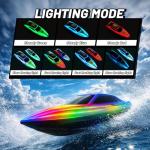 Cirmine RC Boat 2 Pack Remote Control Boats with 7-Mode Colorful LED Lights, 10 Inch RC Boats, 15KM/H High Speed, 2.4GHz Remote, 3 Speed Modes, 4 Batteries, for Kids & Adults, Pool & Lake Racing