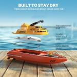 SYMA Remote Control Boat, Big RC Firefighter Boat for Adults and Kids 8-12 with 40 Mins Run Time (2 Batteries), 15 km/h High Speed and Low Battery Warning, Pool Water Toys for Boys Girls