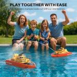 SYMA Remote Control Boat, Big RC Firefighter Boat for Adults and Kids 8-12 with 40 Mins Run Time (2 Batteries), 15 km/h High Speed and Low Battery Warning, Pool Water Toys for Boys Girls