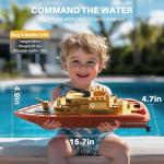SYMA Remote Control Boat, Big RC Firefighter Boat for Adults and Kids 8-12 with 40 Mins Run Time (2 Batteries), 15 km/h High Speed and Low Battery Warning, Pool Water Toys for Boys Girls
