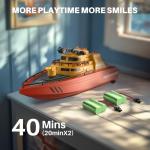 SYMA Remote Control Boat, Big RC Firefighter Boat for Adults and Kids 8-12 with 40 Mins Run Time (2 Batteries), 15 km/h High Speed and Low Battery Warning, Pool Water Toys for Boys Girls