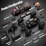 Hosim 1/10 RC Cars for Adults 62+KMH, Brushless Remote Control Car Fast, 2S Bettery RC Monster Trucks 4X4 Waterproof Off Road