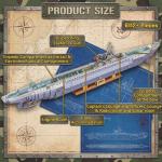 Miabrixbrix Military Submarine Model Building Kit for Adults, WW2 U-Boat Sets with 6172 Pcs, RC Submarine Toy, Army Battleship Building Block Sets, Collectible Home Decor