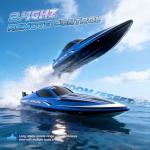 RC Boat for Kids with LED Lights, 35 KPH Remote Control Boat, 2.4Ghz Electric Fast Speed Boat for Adults, 30+ Mins, Self-righting, Demo, Pool Toys for Kids, Radio Controlled Watercraft, Blue, 16inch