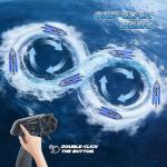 RC Boat for Kids with LED Lights, 35 KPH Remote Control Boat, 2.4Ghz Electric Fast Speed Boat for Adults, 30+ Mins, Self-righting, Demo, Pool Toys for Kids, Radio Controlled Watercraft, Blue, 16inch