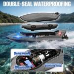 Aka Supaku Rc Boat,12 inch Big Remote Control Boats with LED Light,40 KPH Fast RC Speed Boats with 2000mAh Battery Ideal Waterproof Toy Boats for Lakes & Pools & Salt Water Summer Toys for Adults