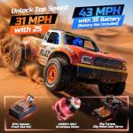 DEERC 1205 1/14 Brushless RC Car for Adults,Max 43 mph,High Speed Electric 4x4 Off-Road RC Truck, Waterproof Monster Truggy, All Terrain Fast Remote Control Drift Car for Boys 8-12, 3S Lipo Compatible