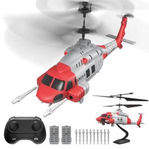 OBEST RC Helicopter LM19-E Black Hawk 3.5 Channel 2.4G - One-Key Takeoff/Landing, Emergency Stop, Altitude Hold & 3-Speed, 60M Range(Red & White)