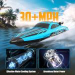 volantexrc Brushless RC Boats for Adults, 30+MPH Fast Remote Control Boat with 2 Rechargeable Batteries for Lakes, 30+ Mins Full Proportional Boats High Speed RC Boat for Adults (79705 Blue)