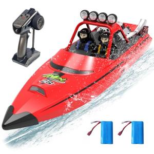 ARRIS Fast RC Jet Boat with Self-Righting, 2 Batteries High Speed Water Jet Pump, Weedless Safe Design for Pool Lakes Shallow Water, 2.4Ghz Waterproof Sport Jet Boat for Adults Gifts