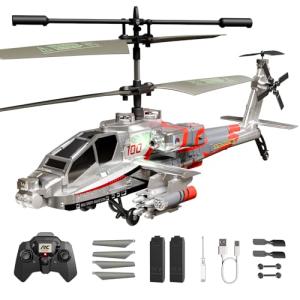 XIKOTEC RC Helicopter, Remote Control Helicopter Toy for Kids, Beginners and Adults with Altitude Hold, Gyro & LED Light, 2 Batteries & USB-C Charging, Gift for Boys Ages 8-12(Silvery)