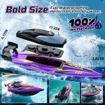DEERC 17” Large High-Speed RC Jet Boat, Self-Righting Remote Control Boat with 9 LED Lights, 32+ KPH, 30-Min Runtime, Waterproof for Pools & Lakes, Kids & Adults