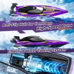 DEERC 17” Large High-Speed RC Jet Boat, Self-Righting Remote Control Boat with 9 LED Lights, 32+ KPH, 30-Min Runtime, Waterproof for Pools & Lakes, Kids & Adults