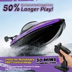 DEERC 17” Large High-Speed RC Jet Boat, Self-Righting Remote Control Boat with 9 LED Lights, 32+ KPH, 30-Min Runtime, Waterproof for Pools & Lakes, Kids & Adults