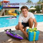 DEERC 17” Large High-Speed RC Jet Boat, Self-Righting Remote Control Boat with 9 LED Lights, 32+ KPH, 30-Min Runtime, Waterproof for Pools & Lakes, Kids & Adults