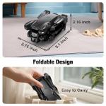 ASFSFQ Drone with Camera 1080P HD,Mini Drone for Beginners Kids Adults,Foldable RC Quadcopter with Stable Hover,Trajectory Flight,One Key Take Off/Land,2 Batteries,Toys for Boys and Girls（Black)