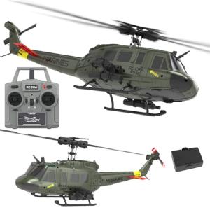 Ssccgym 315MM C032 UH-1 Remote Control Helicopter Aircraft for Adults Expert 6CH RC Heli Helicopter Maintain Altitude Brushless Motor/Optical Flow Positioning/Fly Upside Down 3D Rolling RTF