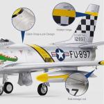 FMS Rc Planes for Adults Remote Control Airplane F-86 Skyblazer Blue RC Airplane 6CH 80mm Hobby Rc Airplanes PNP (No Radio, Battery, Charger)