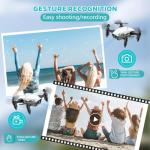 Drones for Kids with Camera, Mini RC Quadcopter Toy with Foldable Wings, Voice & Gesture Control, Altitude Hold, Full Propeller Guard, 2 Batteries, Birthday Gifts for Boys and Girls Ages 8-14 (White)